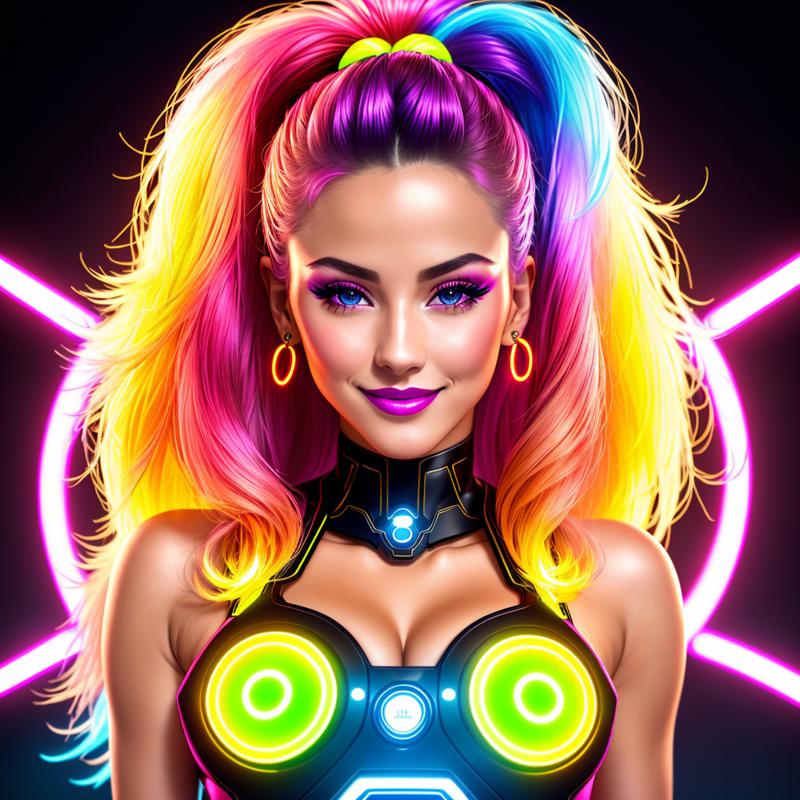 02960-3300601992-Masterpiece, 4K, HQ, , Neon Babe, looking at the viewer, symmetric, centered, smiling, lipstick, face ultra focus, bright colors.png